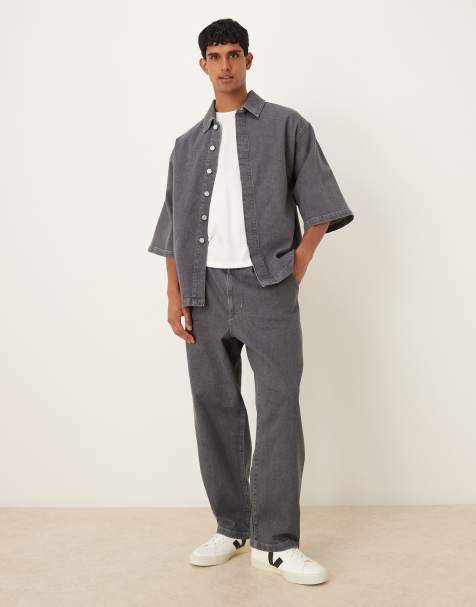 ASOS DESIGN co-ord denim shirt and jeans in grey - view 1