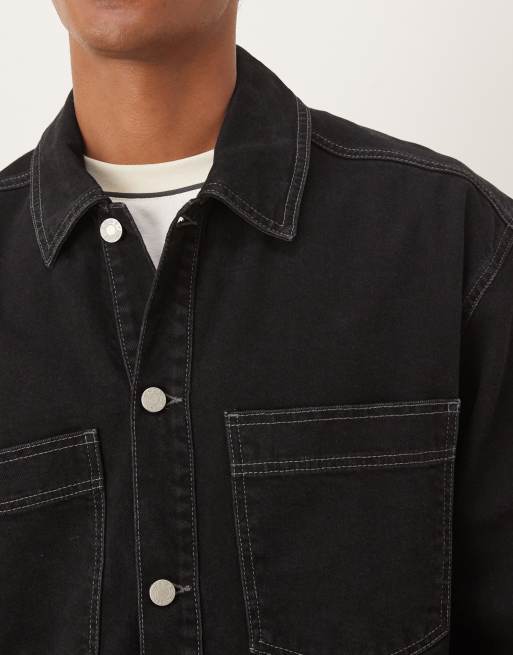 ASOS DESIGN co-ord denim shirt in black, 5 of 5