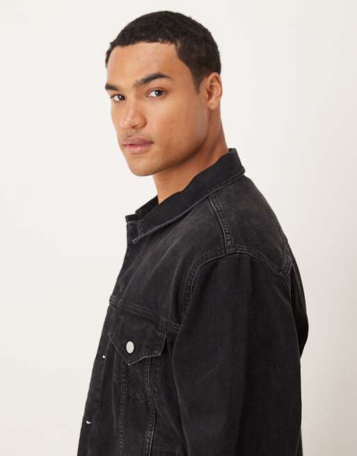 ASOS DESIGN co-ord denim trucker jacket in black, 4 of 5