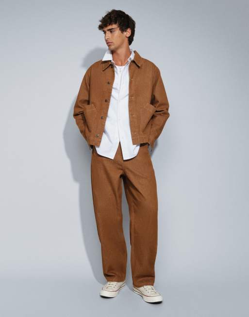 ASOS DESIGN co-ord denim trucker jacket in brown, 2 of 4