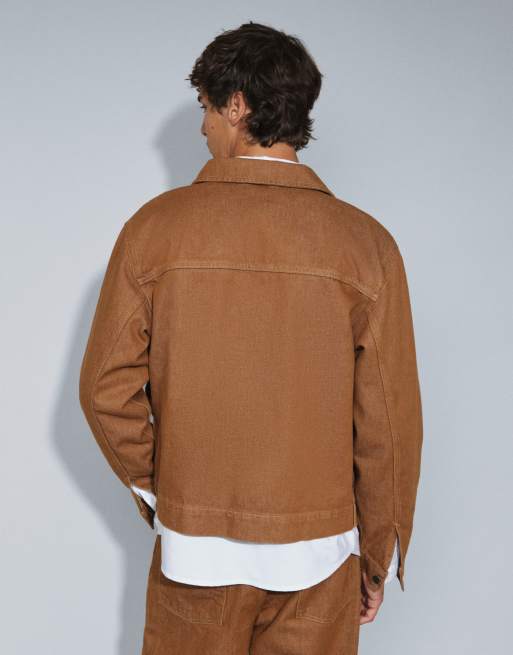 ASOS DESIGN co-ord denim trucker jacket in brown, 4 of 4
