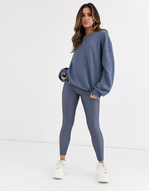 ASOS DESIGN grey oversized super soft sweatshirt and disco legging