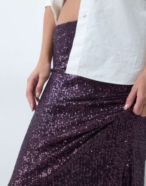 ASOS DESIGN co-ord draped maxi skirt in purple, 5 of 5