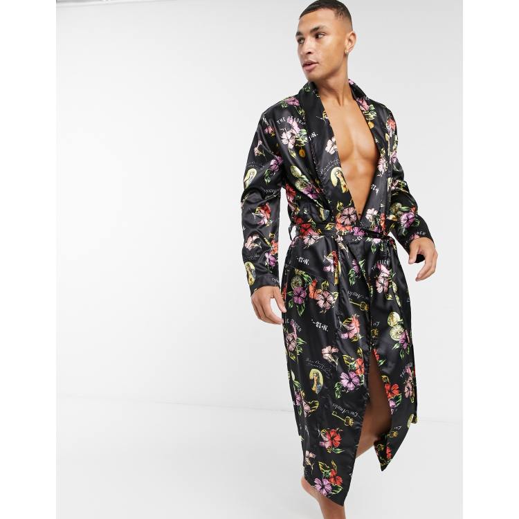 Black floral 2025 dressing gown