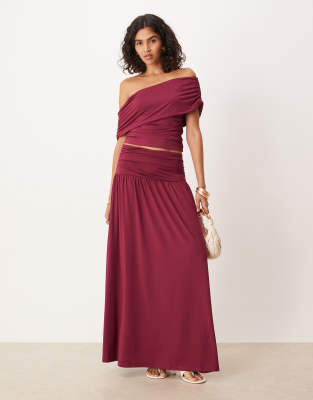 ASOS DESIGN co-ord drop waist ruched maxi skirt | ASOS