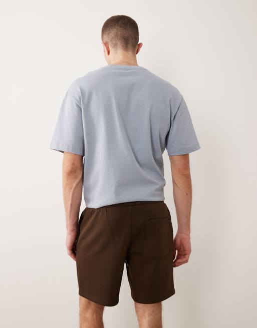ASOS DESIGN co-ord essentials slim mid length jersey shorts in brown, 2 of 5
