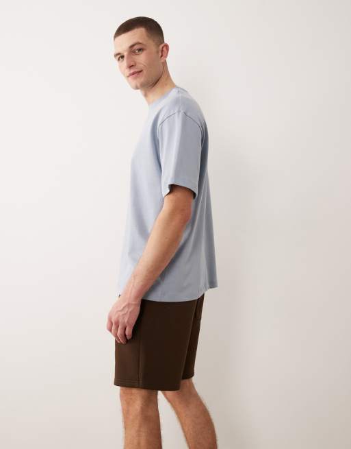 ASOS DESIGN co-ord essentials slim mid length jersey shorts in brown, 4 of 5