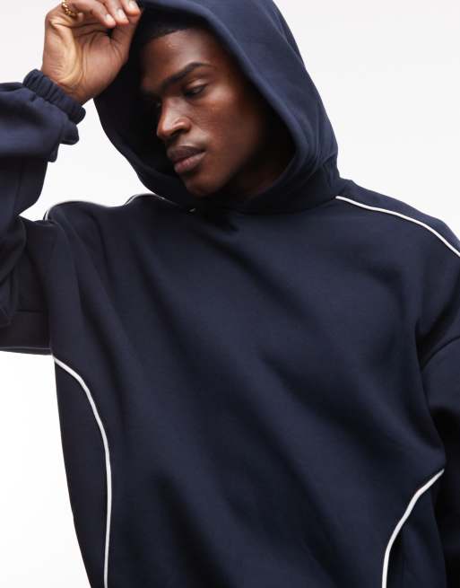 ASOS DESIGN co-ord extreme oversized boxy hoodie with piping in