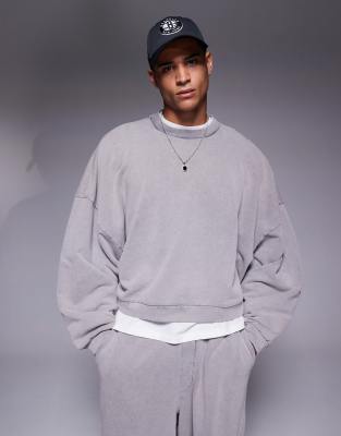 ASOS DESIGN ASOS DESIGN co-ord extreme oversized cropped sweatshirt in washed grey - GREY