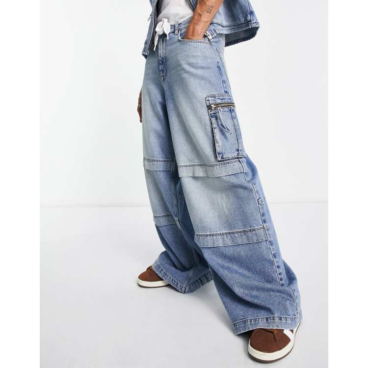 ASOS DESIGN co ord extreme wide leg cargo jeans in vintage light