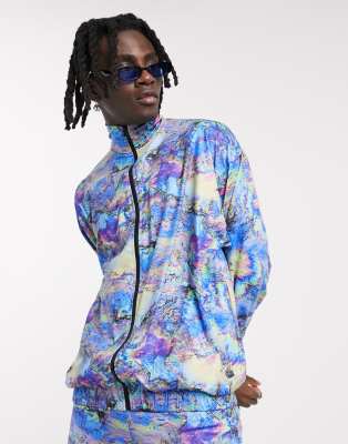 ASOS DESIGN co-ord festival oversized track jacket in polytricot with all over print | ASOS