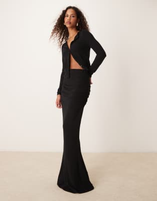 ASOS DESIGN co-ord fishtail maxi skirt in black | ASOS
