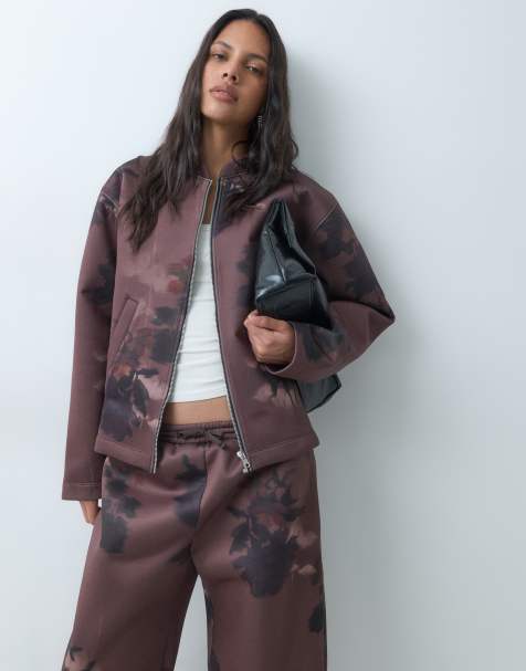ASOS DESIGN co ord floral print scuba-style fabric jacket in multi - view 1