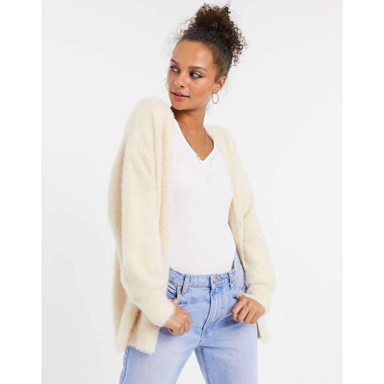 Beige fluffy cardigan sale