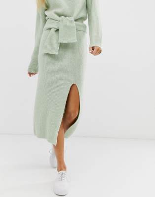 knitted co ord midi skirt