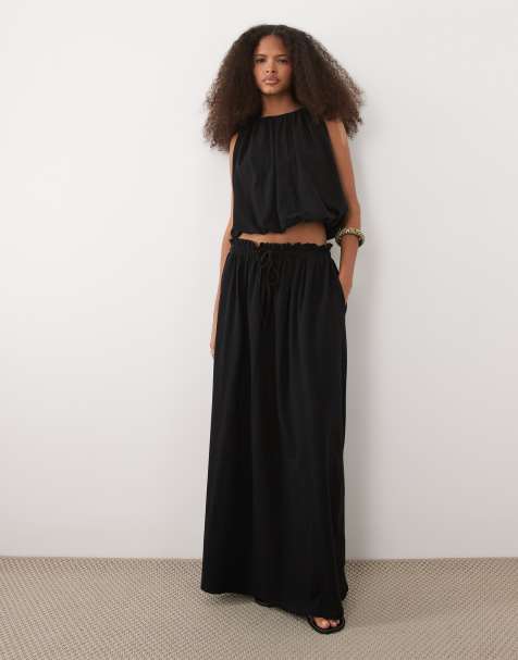 ASOS DESIGN co-ord full skirt in black - view 1