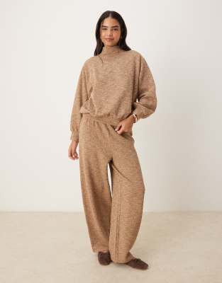 Asos Design Co-ord Funnel Neck Sweatshirt In Brown