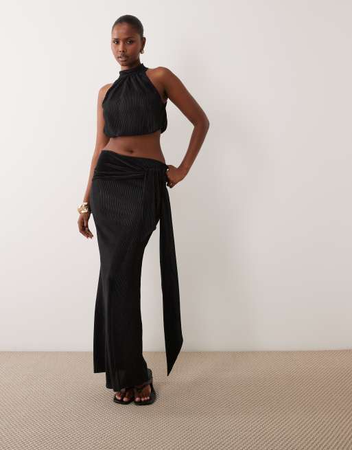 ASOS DESIGN - Co-ord set met plissé in zwart, 2 van 3