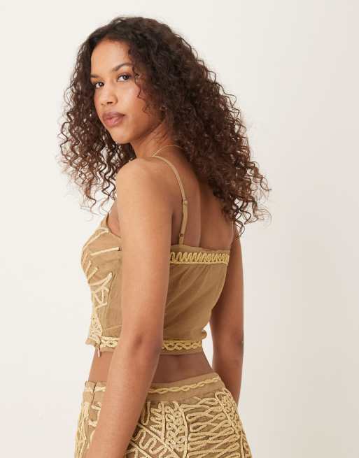 ASOS DESIGN co-ord gold thread detail cami top, 4 of 4