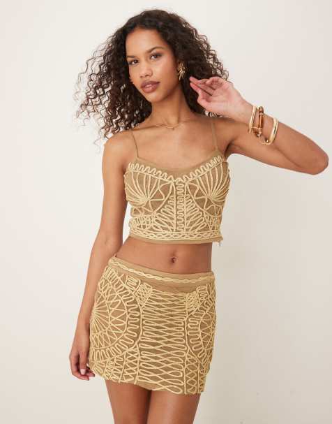 ASOS DESIGN co-ord gold thread detail mini skirt - view 1