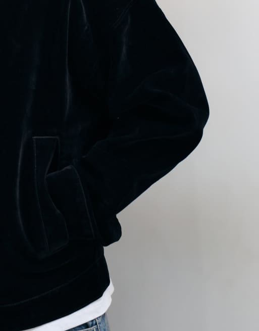 ASOS DESIGN co-ord harrington jacket in black flocked fabric, 4 of 5
