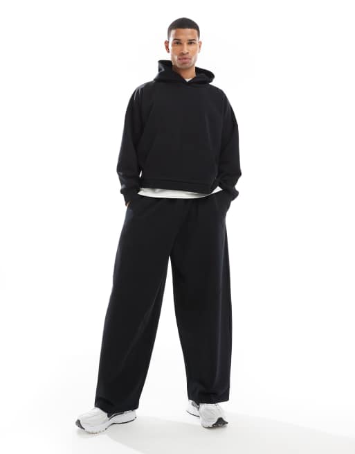ASOS DESIGN co-ord heavyweight dropped shoulder hoodie in black - BLACK, 2 of 4