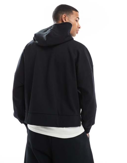 ASOS DESIGN co-ord heavyweight dropped shoulder hoodie in black - BLACK, 3 of 4