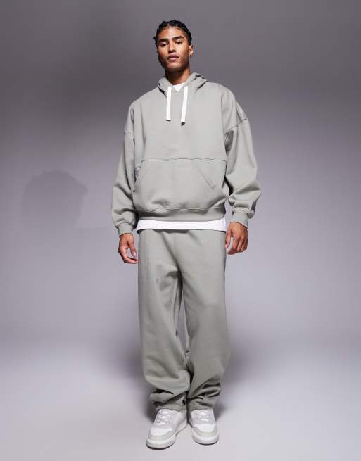 ASOS DESIGN co-ord heavyweight extreme oversized boxy hoodie in washed green - KHAKI, 2 of 5