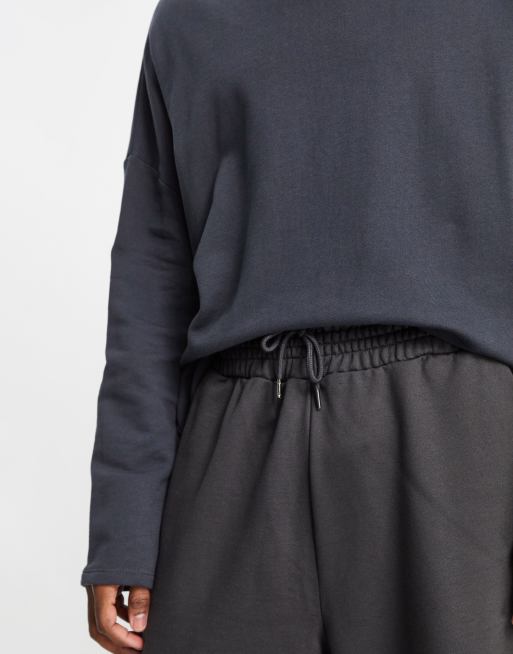 ASOS DESIGN co-ord heavyweight oversized wide leg joggers in washed black, 4 of 4