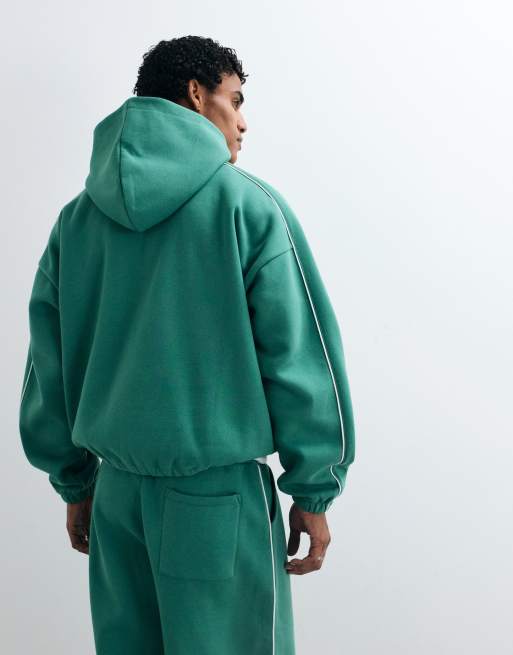 ASOS DESIGN co-ord hoodie oversize estremo con profili a contrasto verde, 4 di 5