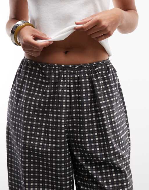 ASOS DESIGN Co-ord-Hose mit Ballonbein und Bindesaum in Seersucker-Karo, 2 von 5