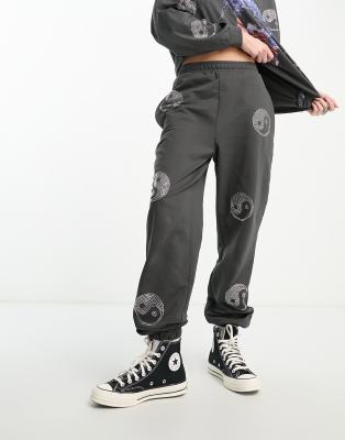 ASOS DESIGN co-ord hot fix ying yang graphic jogger & long sleeve top