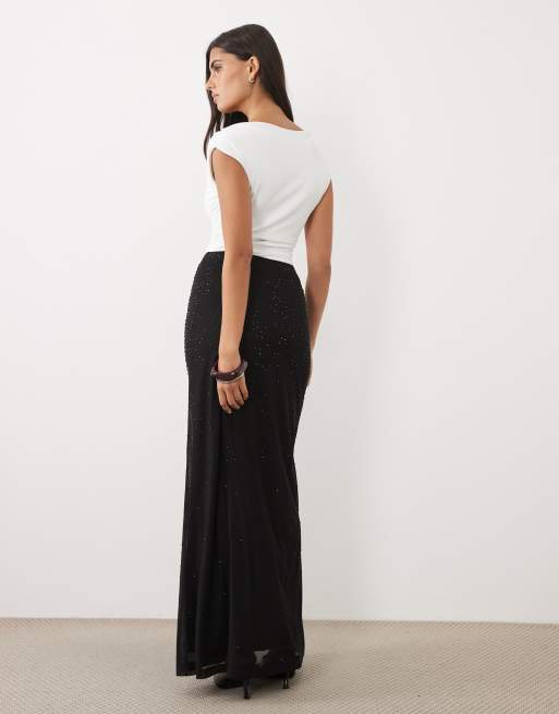 ASOS DESIGN co-ord hotfix maxi skirt in black, 5 of 5