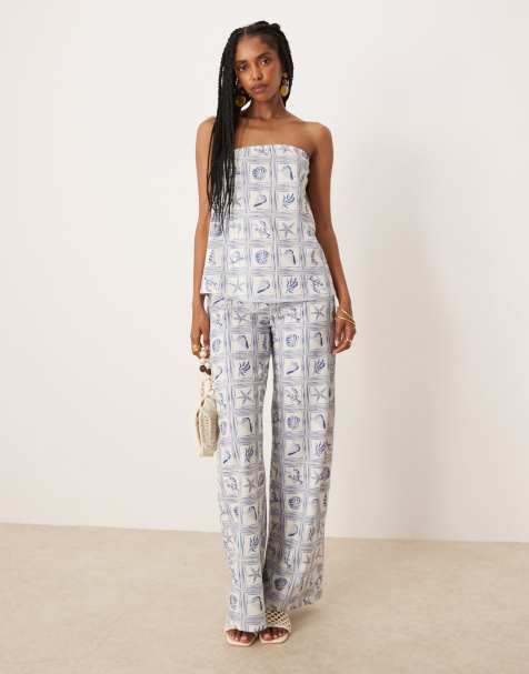 ASOS DESIGN co-ord in blue shell print - view 1