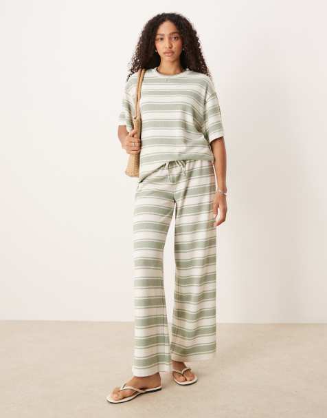 ASOS DESIGN co-ord in knit  sage stripe - MULTI - view 1
