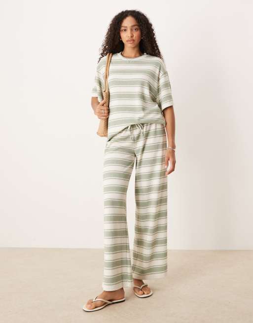 ASOS DESIGN co-ord in knit  sage stripe - MULTI