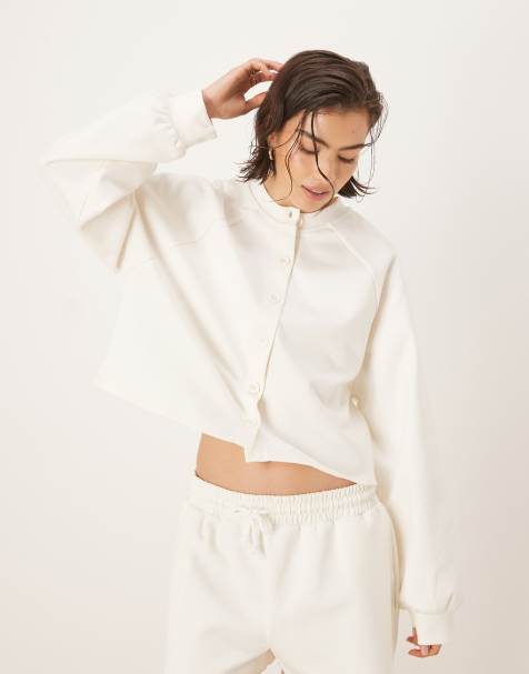 ASOS DESIGN co-ord interlock cardigan in cream