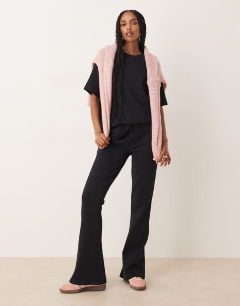 ASOS DESIGN co-ord interlock flared jogger in black - view 1