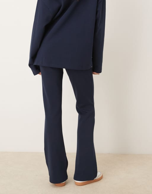 ASOS DESIGN co-ord interlock flared jogger in navy, 3 of 5