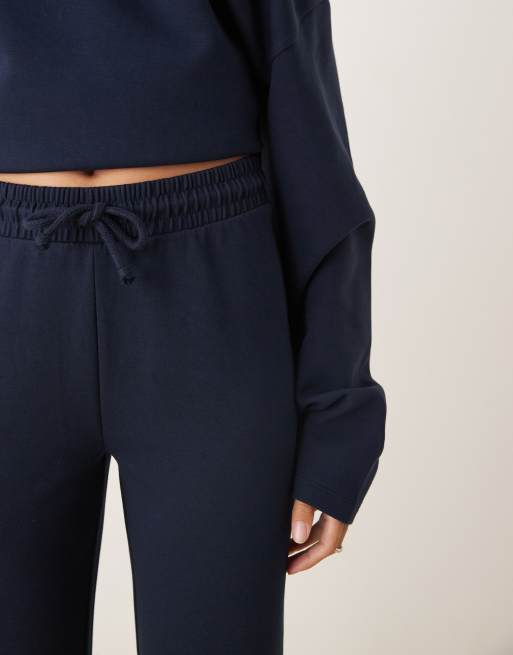 ASOS DESIGN co-ord interlock flared jogger in navy, 4 of 5