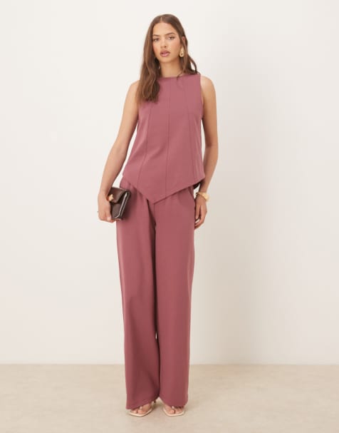 ASOS DESIGN co-ord interlock pointed hem in dusky red - view 1