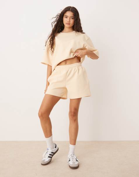 ASOS DESIGN co-ord interlock short in buttermilk