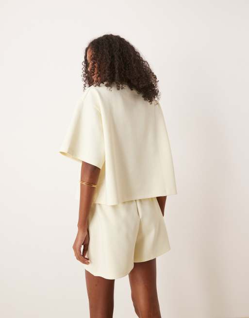 ASOS DESIGN co-ord interlock short in lemon, 5 of 5