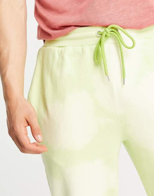 ASOS DESIGN co-ord jersey flared joggers in green tie dye, 4 of 4