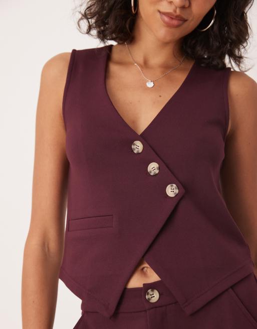 ASOS DESIGN co-ord jersey twill asymmetric waistcoat top in