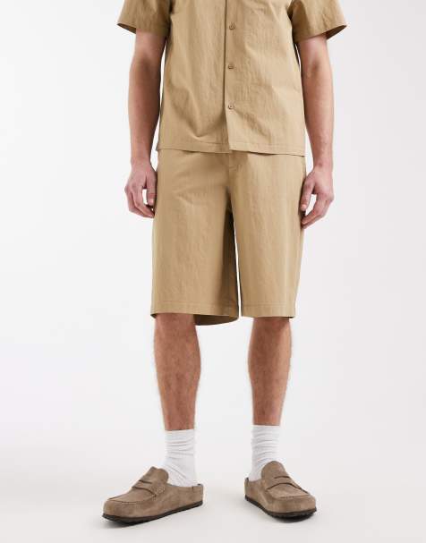 ASOS DESIGN co-ord jort in long length in beige - view 1