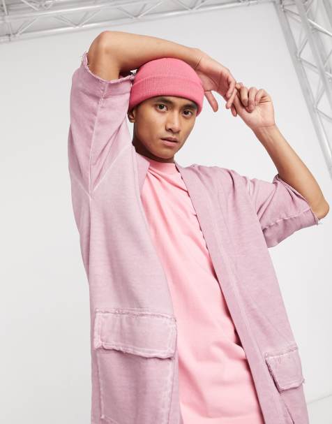 ASOS DESIGN co-ord kimono cardigan with utlity details in washed dusty purple