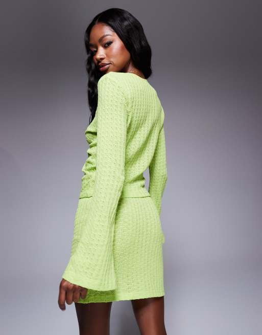 ASOS DESIGN co-ord knit long sleeve top with hardware detail in green, 2 of 4