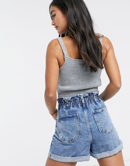 ASOS DESIGN co-ord knitted bralet in grey marl