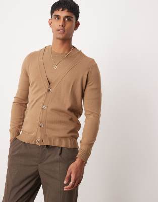 ASOS DESIGN co-ord knitted cardigan in brown